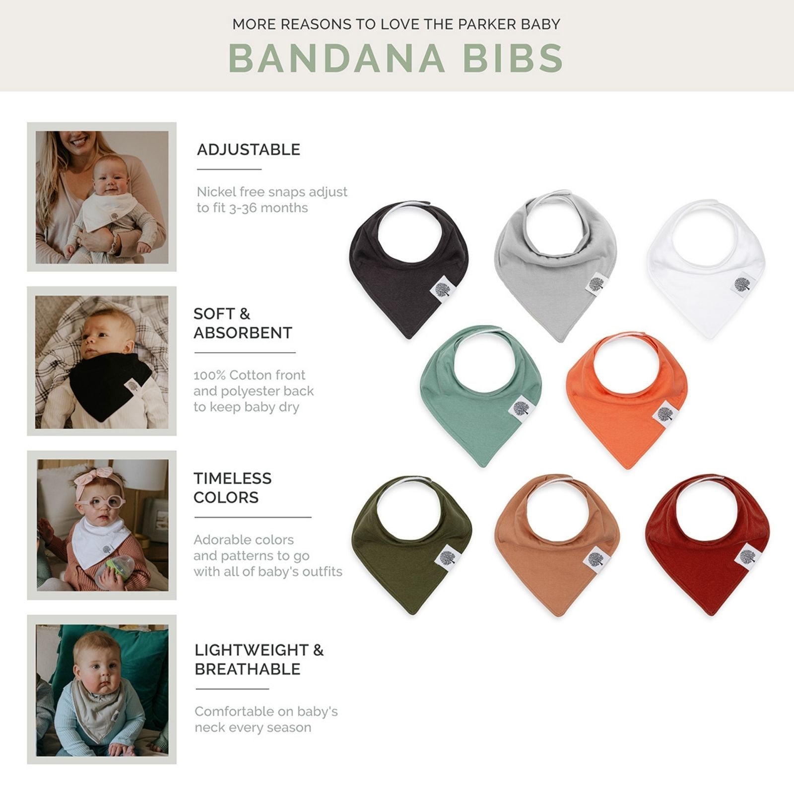 Estes Bandana Bib Set (8 pack) by Parker Baby Co., product view 3