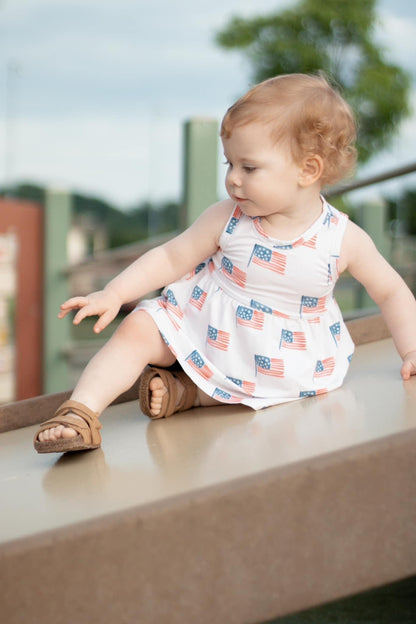 Flag Print Bamboo Peplum Top & Bike Shorts by Little Joy Co., product view 13