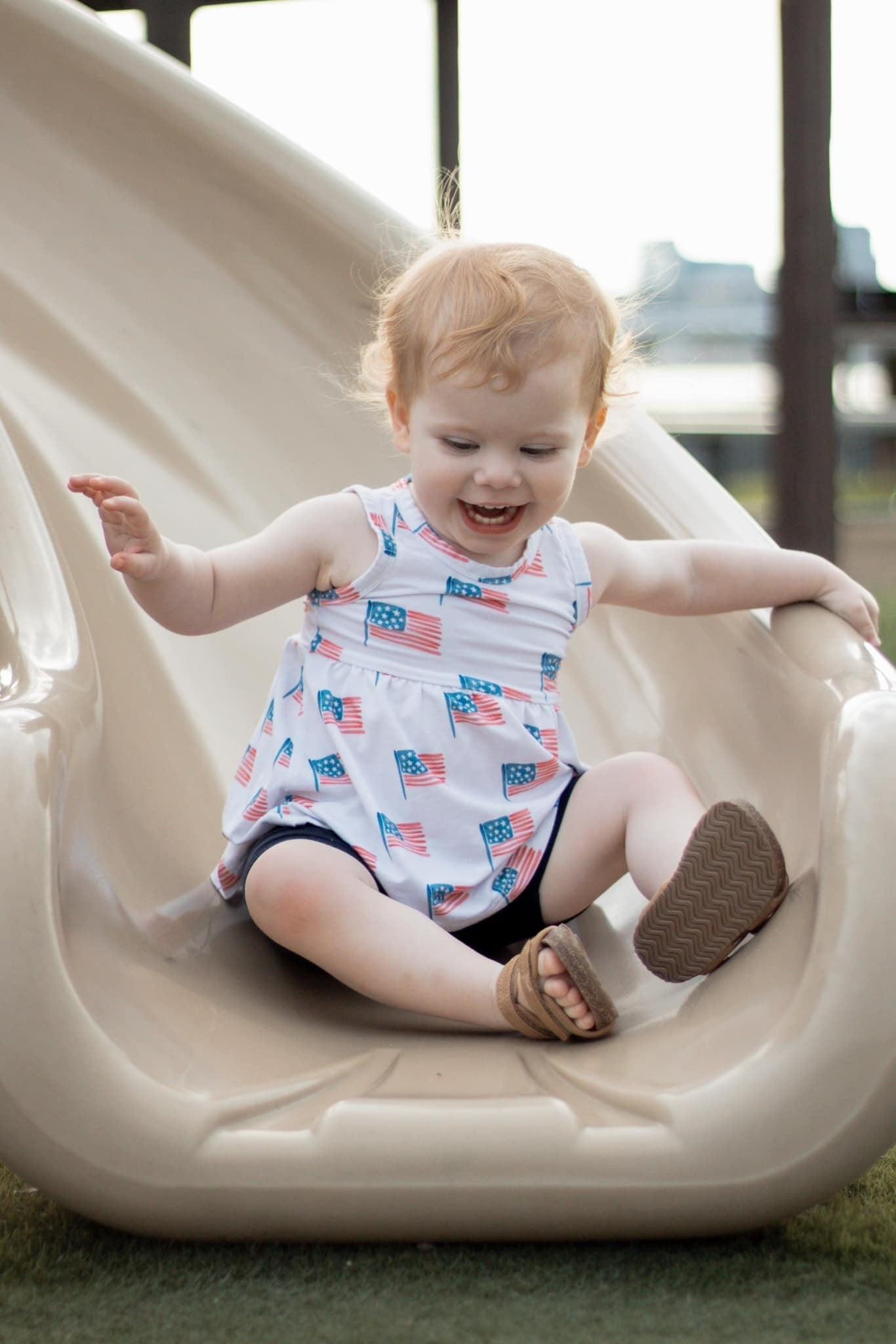 Flag Print Bamboo Peplum Top & Bike Shorts by Little Joy Co., product view 14