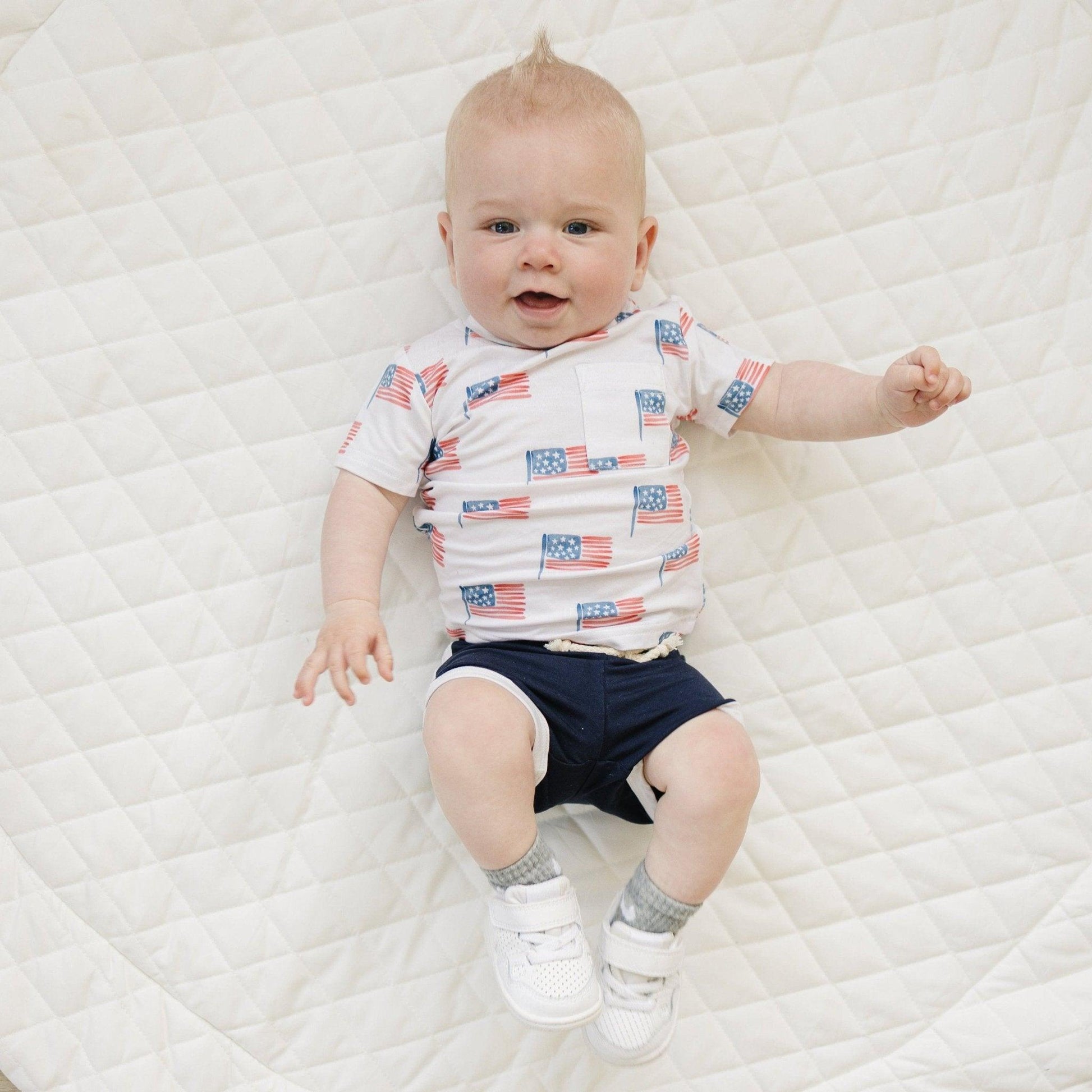 Flag Print Bamboo Pocket Tee & Shorts by Little Joy Co., product view 3