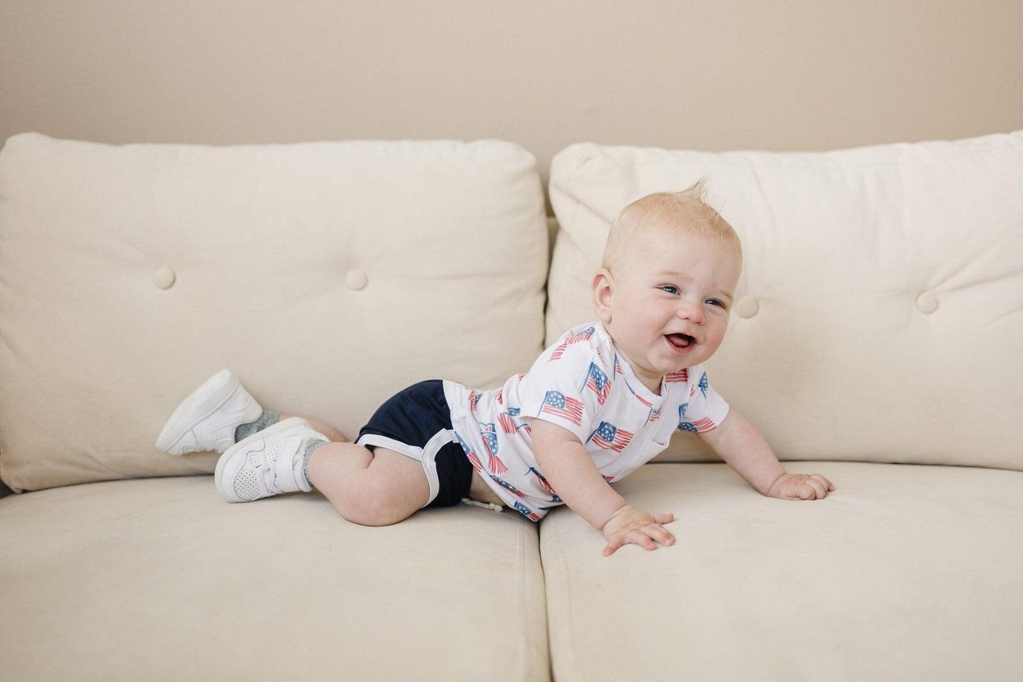 Flag Print Bamboo Pocket Tee & Shorts by Little Joy Co., product view 9