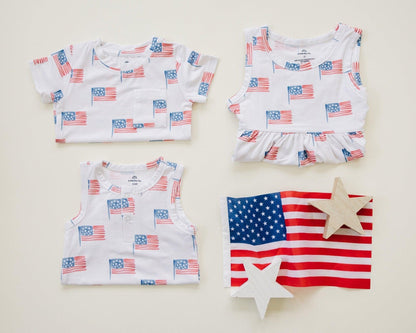 Flag Print Bamboo Pocket Tee & Shorts by Little Joy Co., product view 5