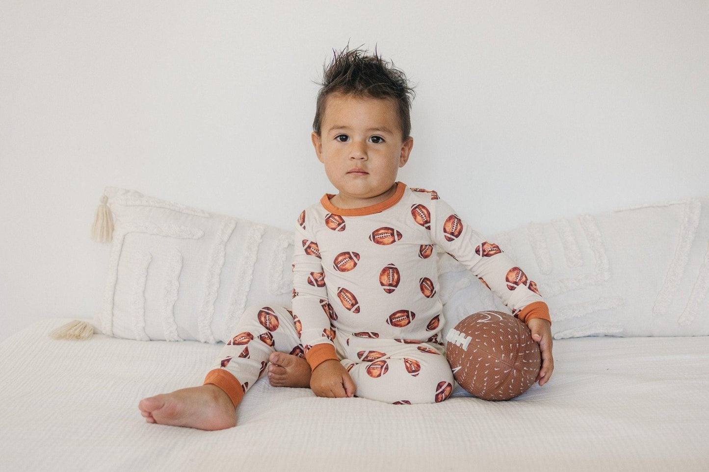 Football Print 2pc Bamboo Pajamas by Little Joy Co.