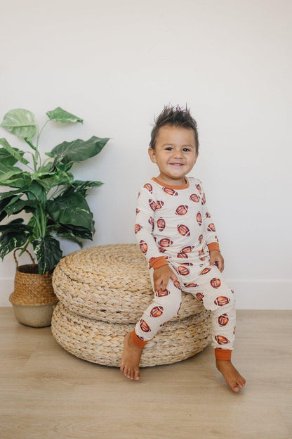 Football Print 2pc Bamboo Pajamas by Little Joy Co., product view 6