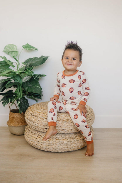 Football Print 2pc Bamboo Pajamas by Little Joy Co., product view 5