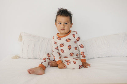 Football Print 2pc Bamboo Pajamas by Little Joy Co., product view 3