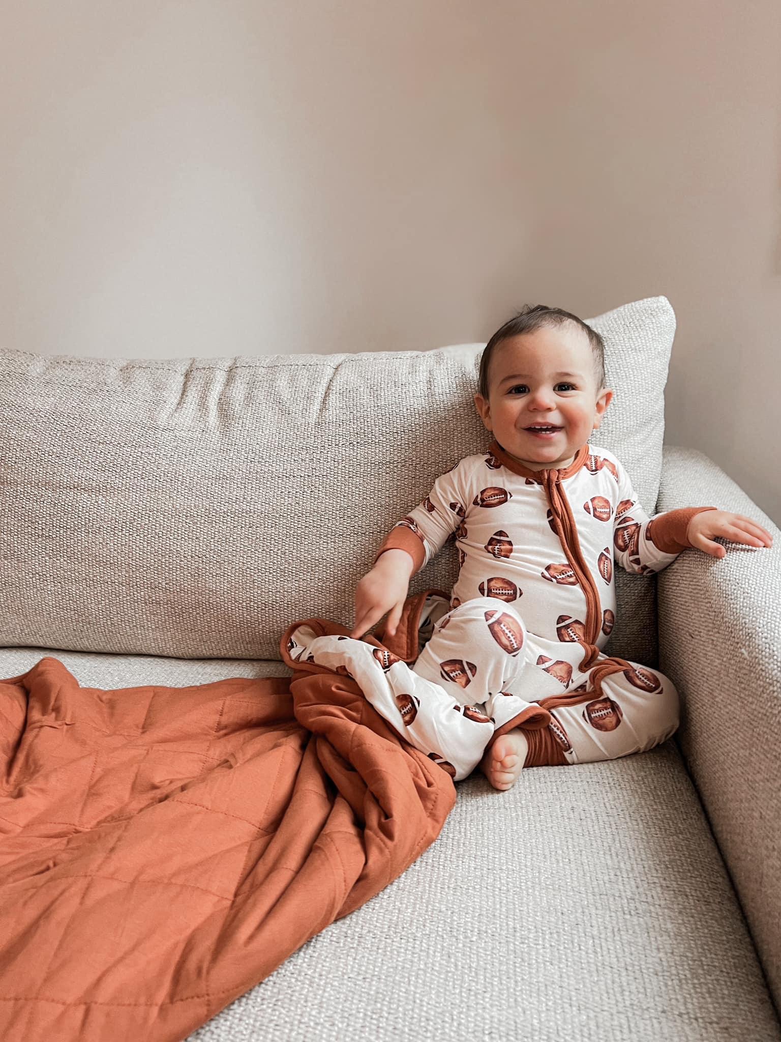Football Print Quilted Bamboo Blanket - 1.0 Tog by Little Joy Co., product view 8