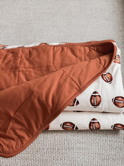 Football Print Quilted Bamboo Blanket - 1.0 Tog by Little Joy Co.