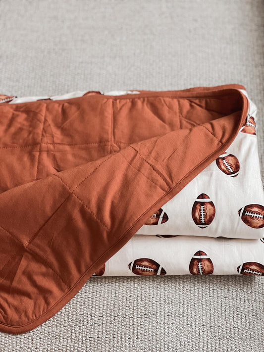 Football Print Quilted Bamboo Blanket - 1.0 Tog by Little Joy Co.