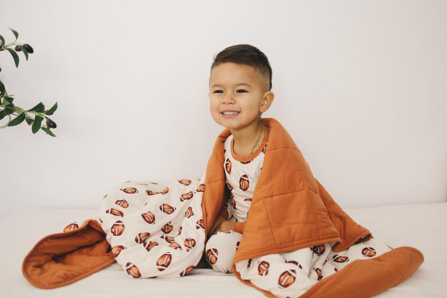 Football Print Quilted Bamboo Blanket - 1.0 Tog by Little Joy Co., product view 3