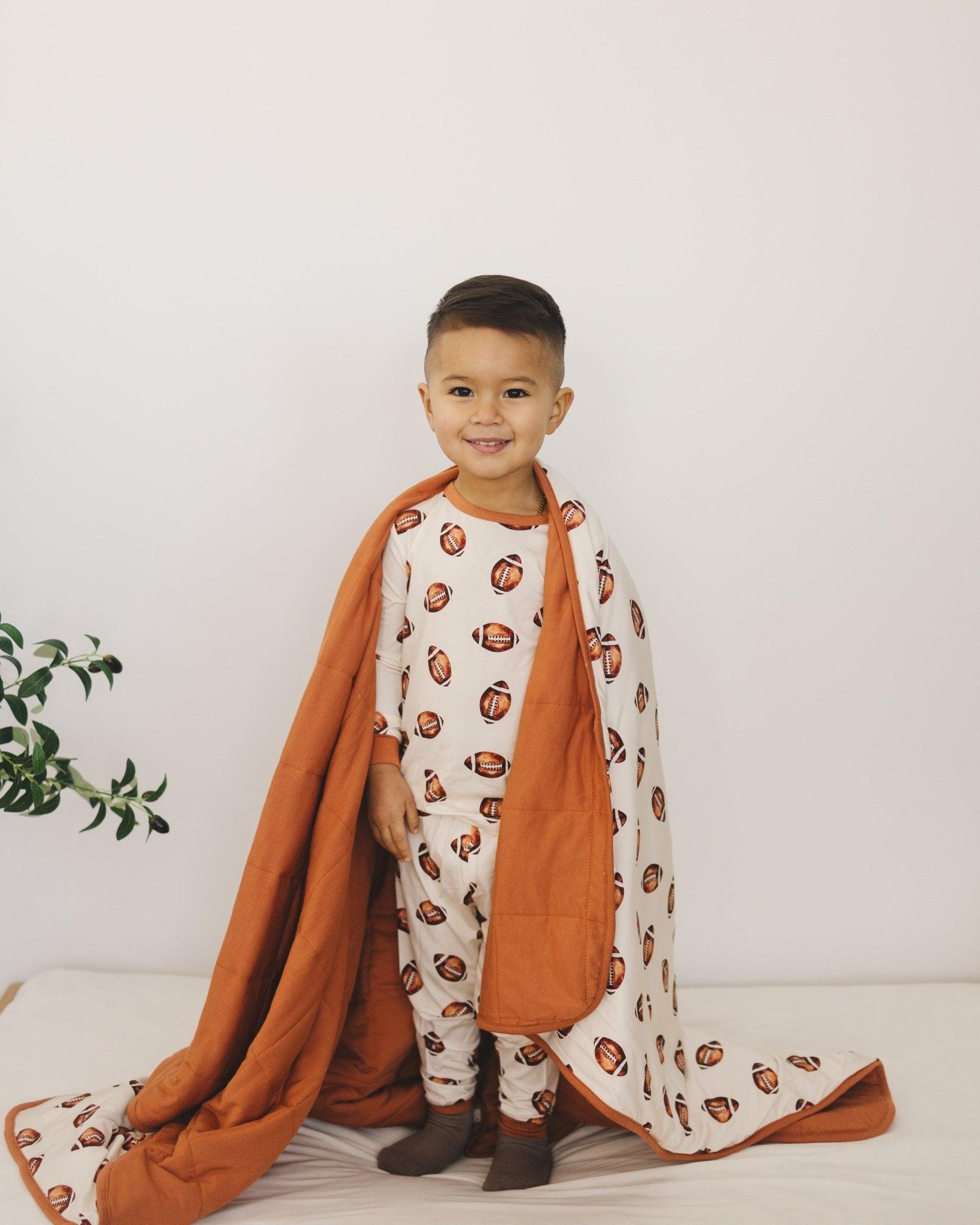 Football Print Quilted Bamboo Blanket - 1.0 Tog by Little Joy Co., product view 10