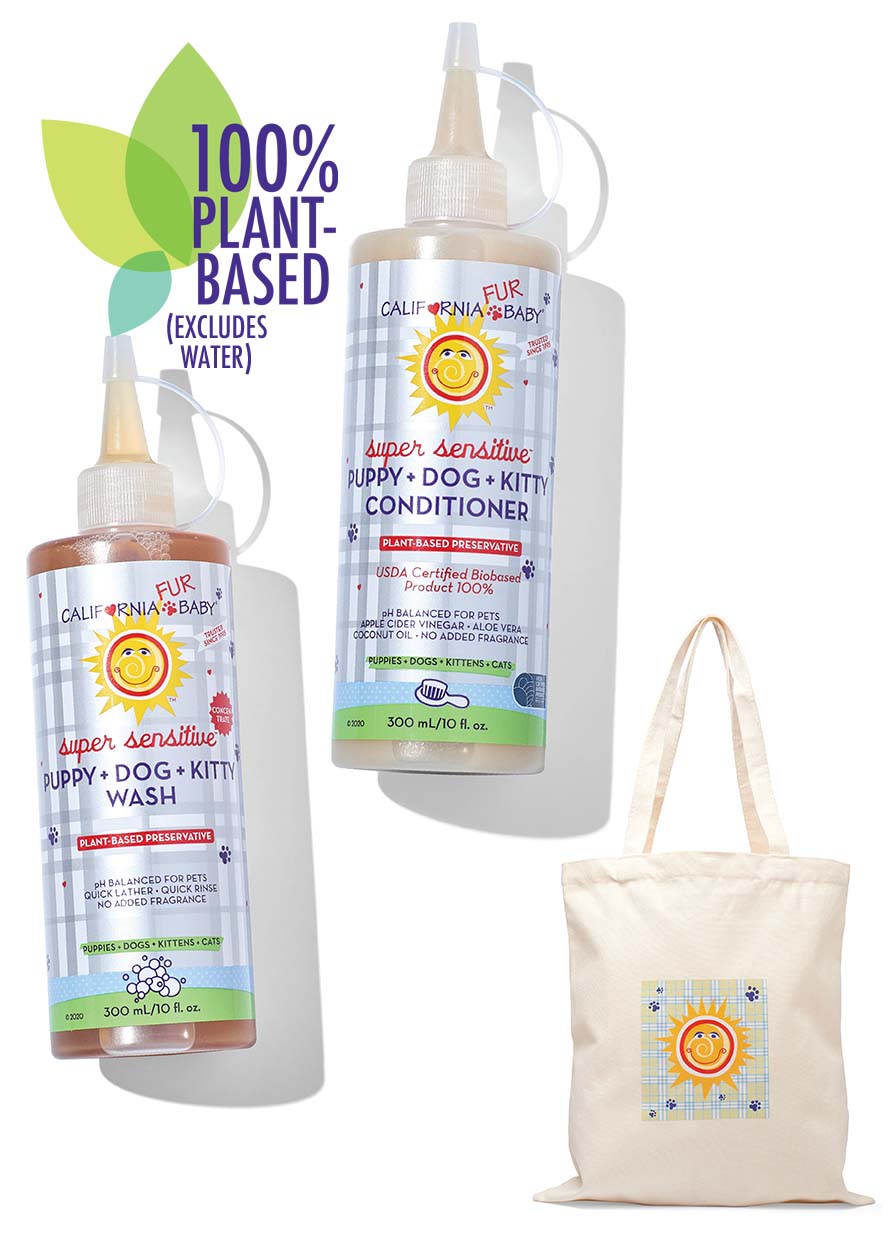 (No Fragrance) Super Sensitive™ Puppy + Dog + Kitty Wash & Conditioner Set by California Baby