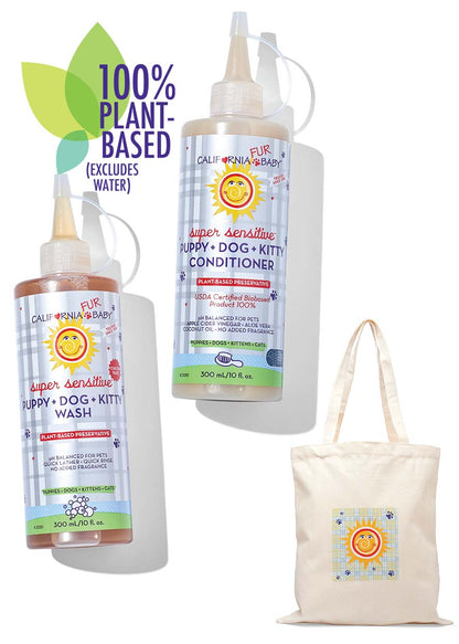 (No Fragrance) Super Sensitive™ Puppy + Dog + Kitty Wash & Conditioner Set by California Baby