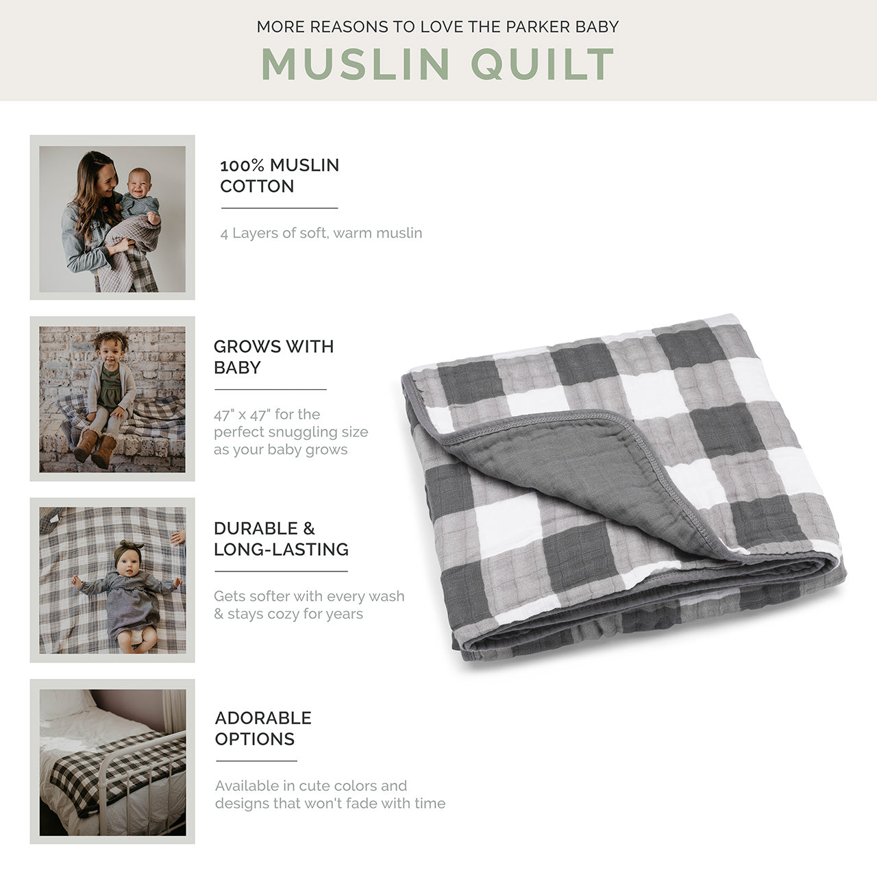 Gray Buffalo Quilt by Parker Baby Co., product view 4