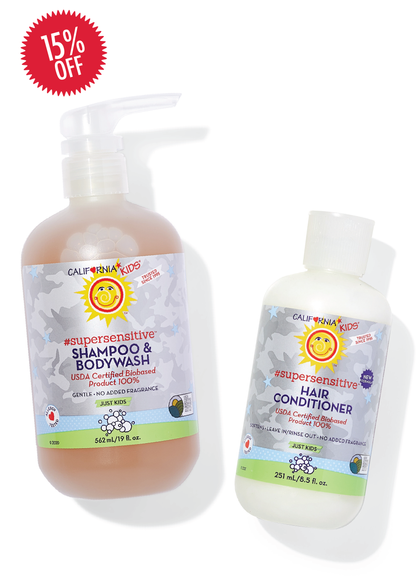 (No Fragrance) Kids #SuperSensitive™ Shampoo + Conditioner Bundle by California Baby