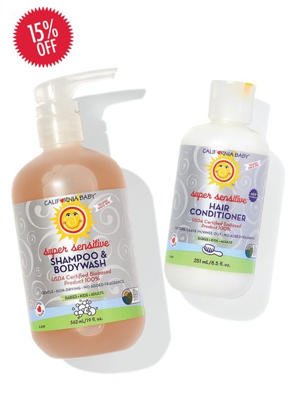 (No Fragrance) Super Sensitive™ Shampoo + Conditioner Bundle by California Baby