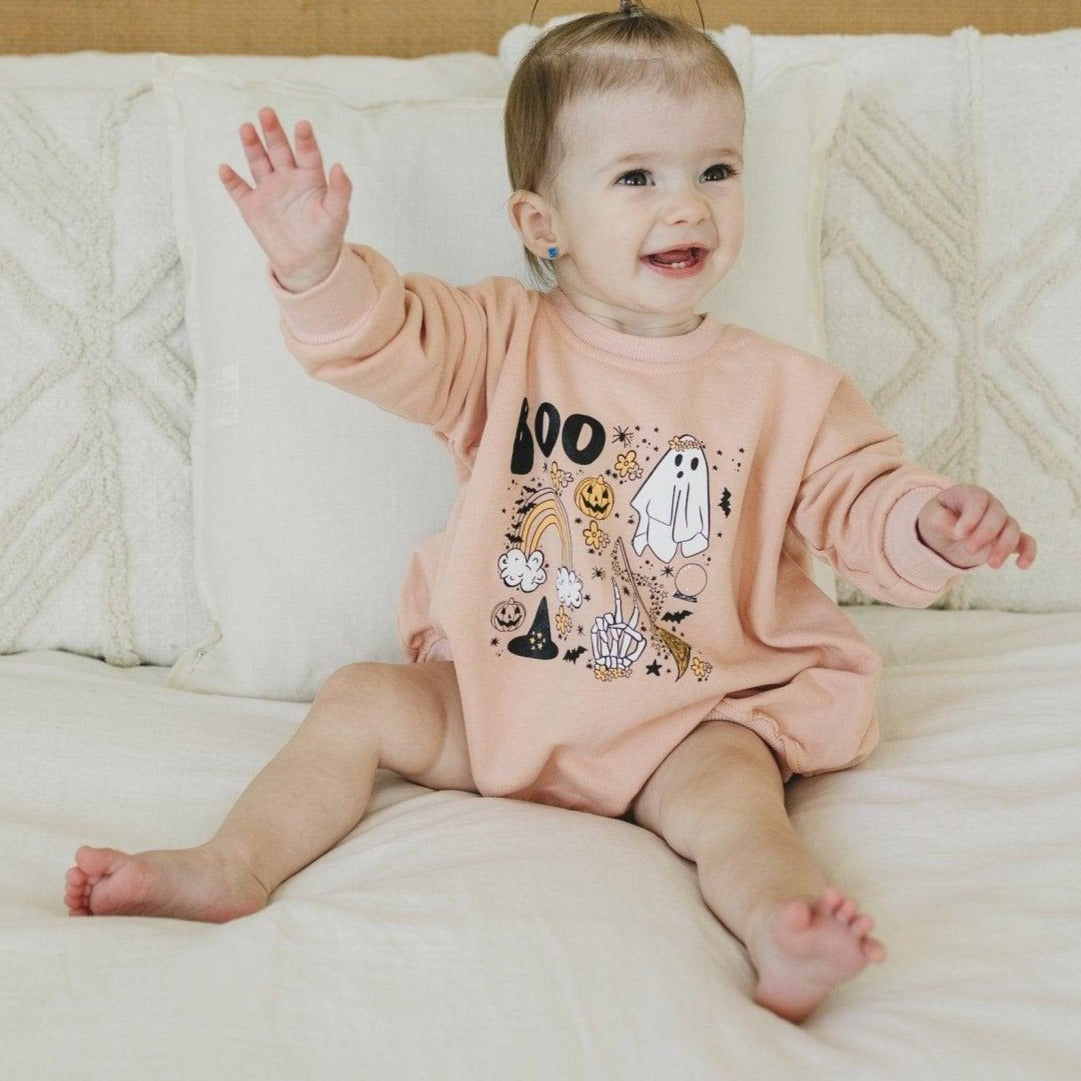 Halloween Sweatshirt Romper by Little Joy Co., product view 3