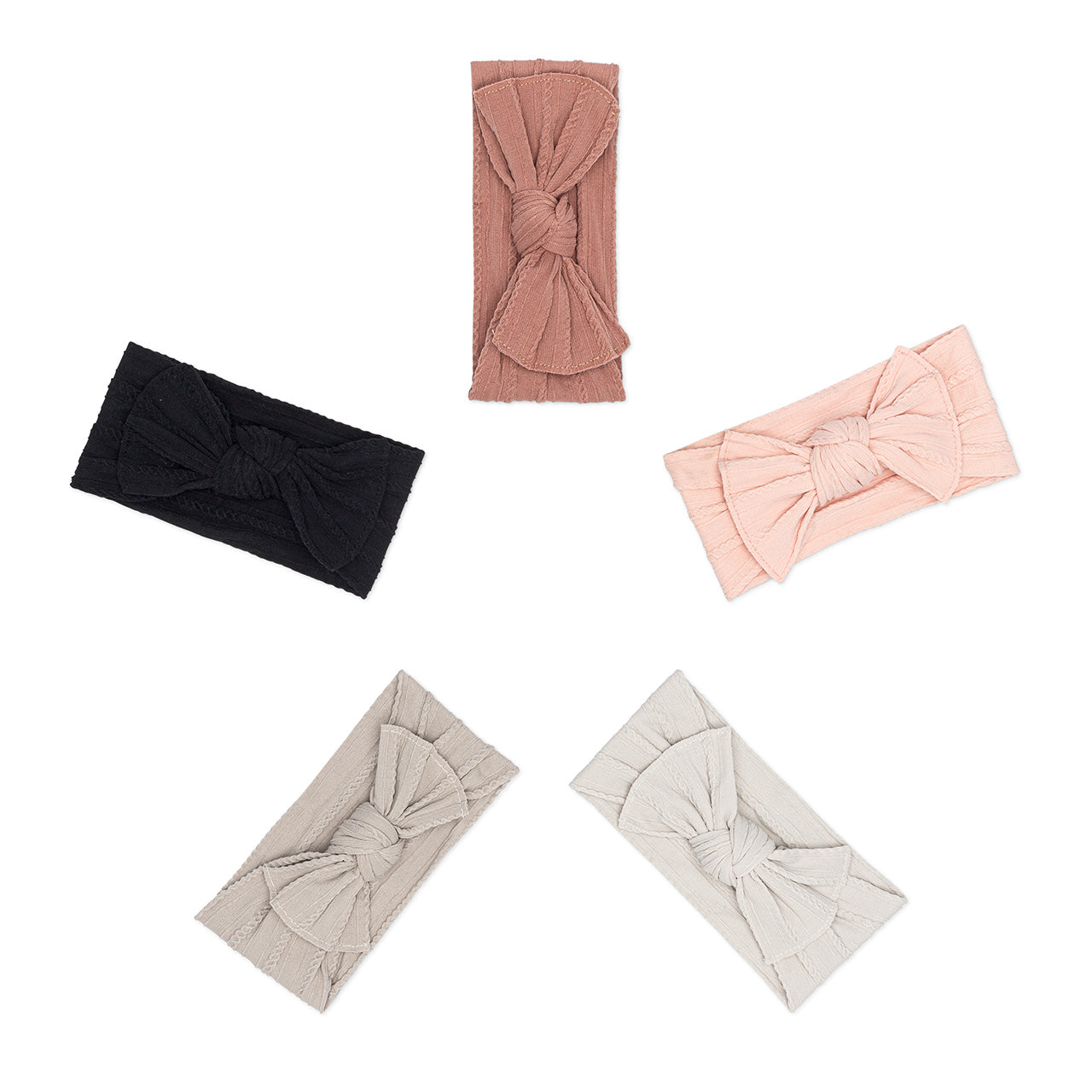 Rosewood Set - Cable Knit Knotted Headbands - 5 Pack by Parker Baby Co.