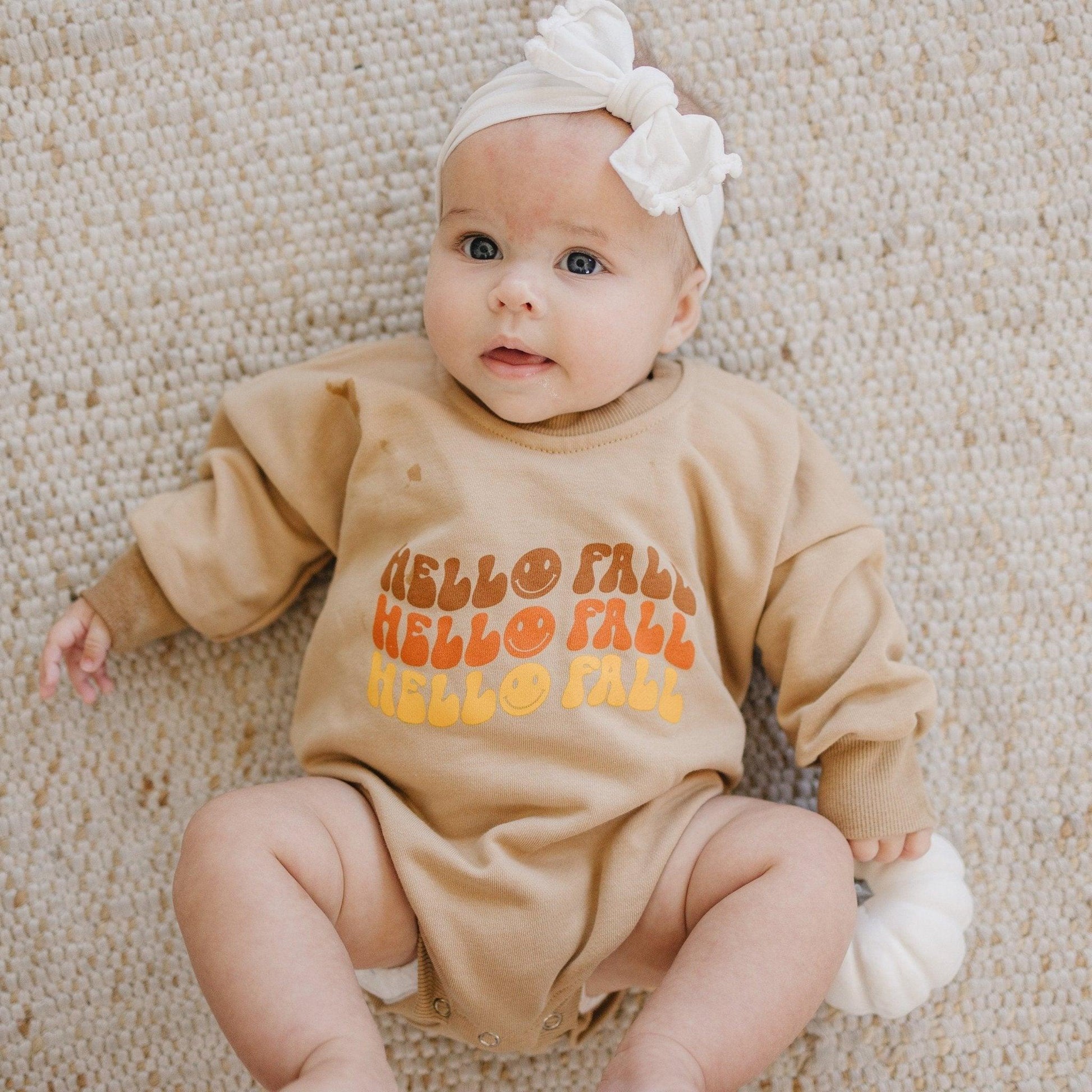 Hello Fall Sweatshirt Romper - more colors by Little Joy Co., product view 3