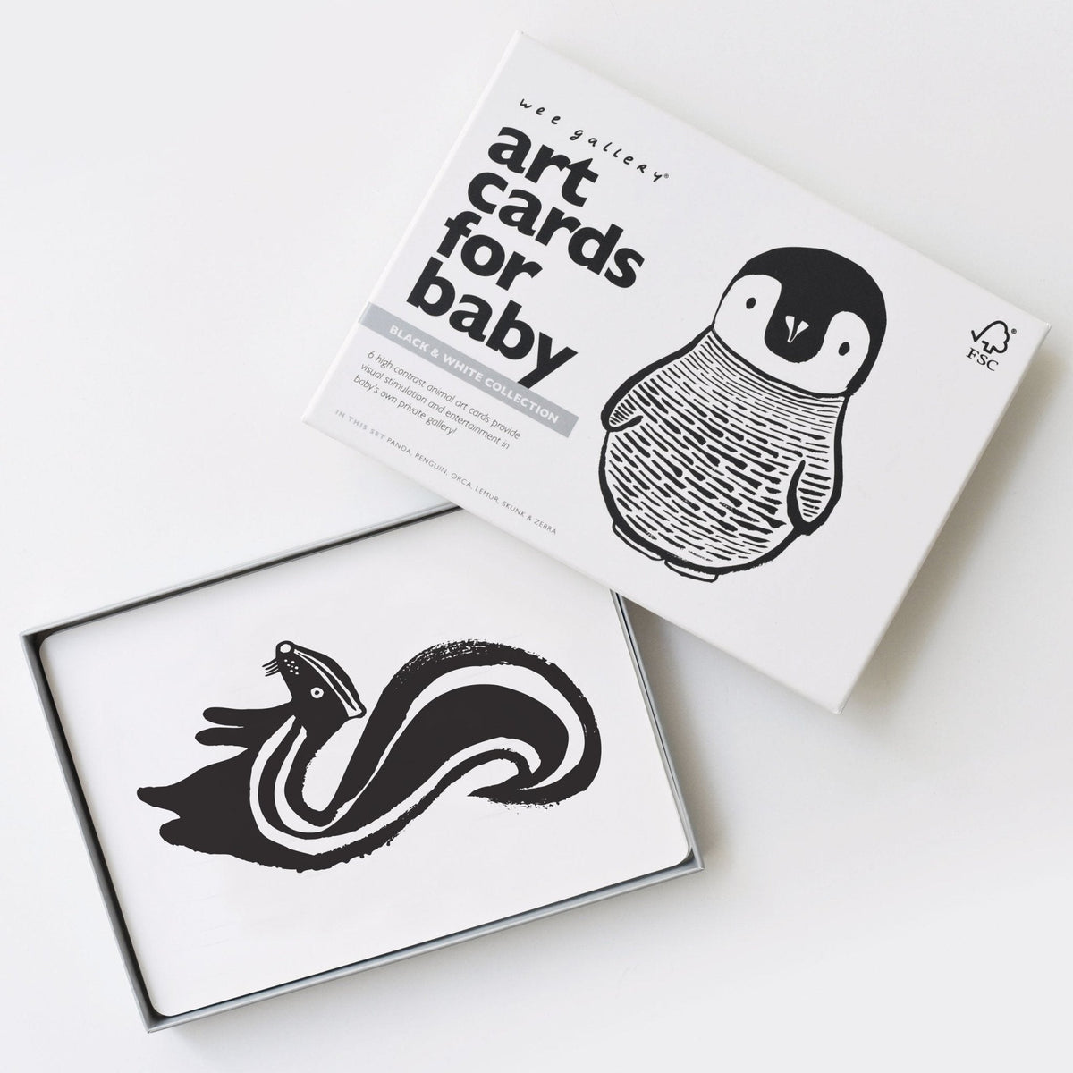 Wee Gallery Black and White Baby Art Cards – 6 Animal Cards