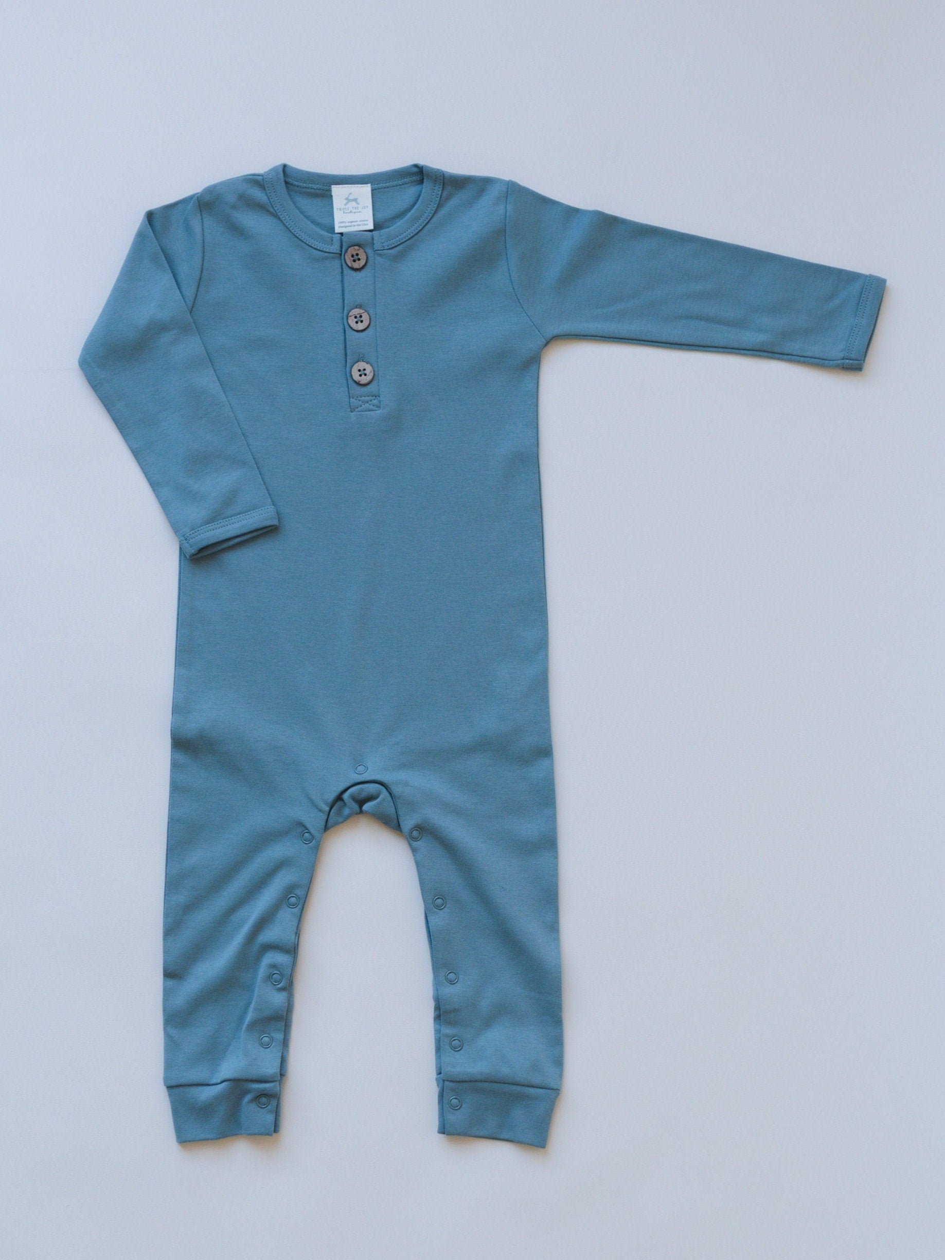 Organic Cotton Henley Romper by Little Joy Co., product view 4