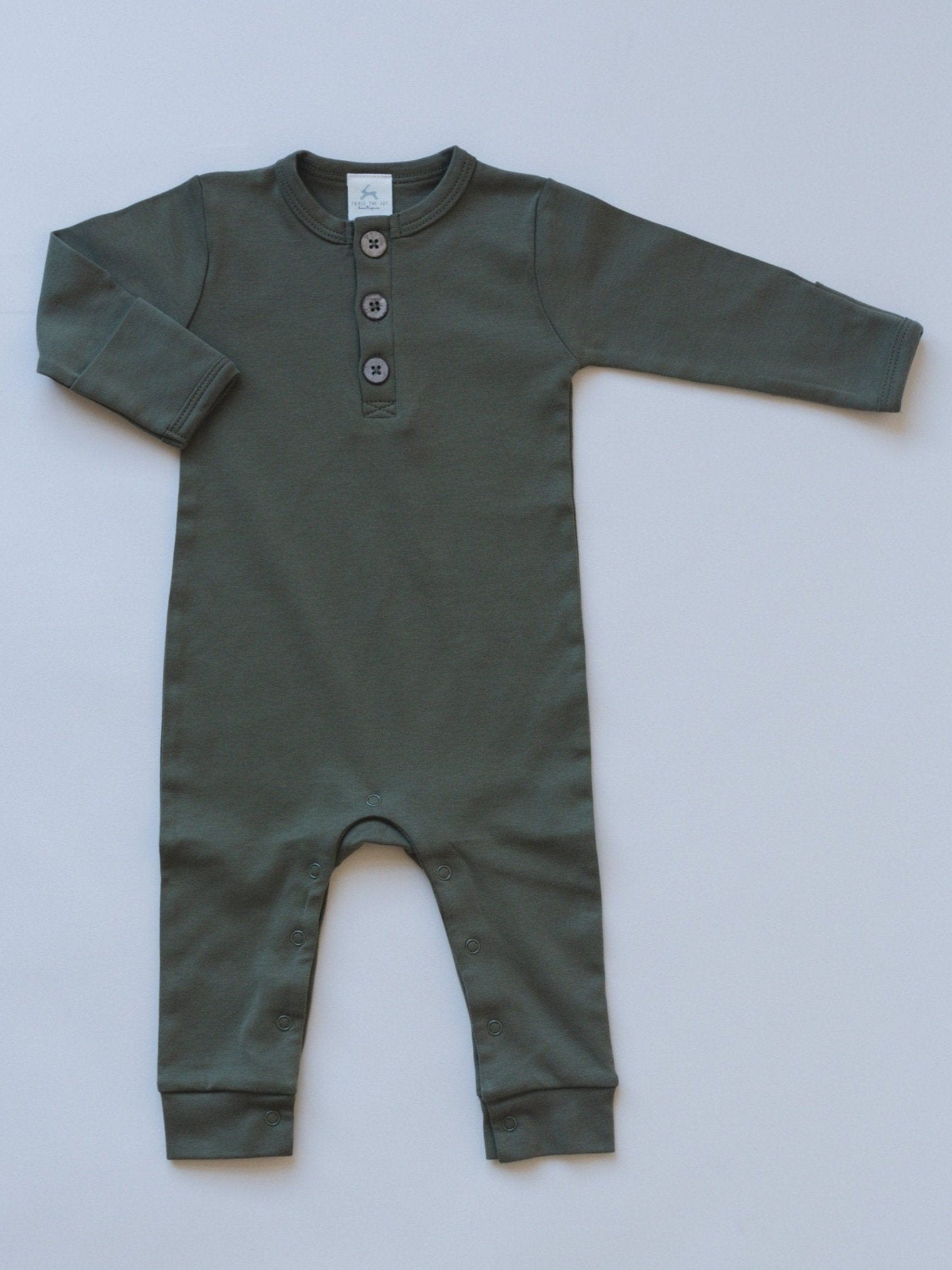 Organic Cotton Henley Romper by Little Joy Co., product view 2