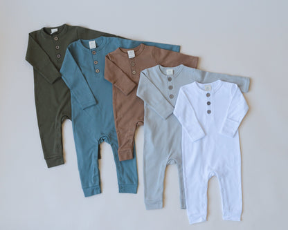 Organic Cotton Henley Romper by Little Joy Co.