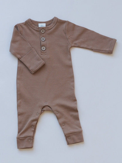 Organic Cotton Henley Romper by Little Joy Co., product view 3