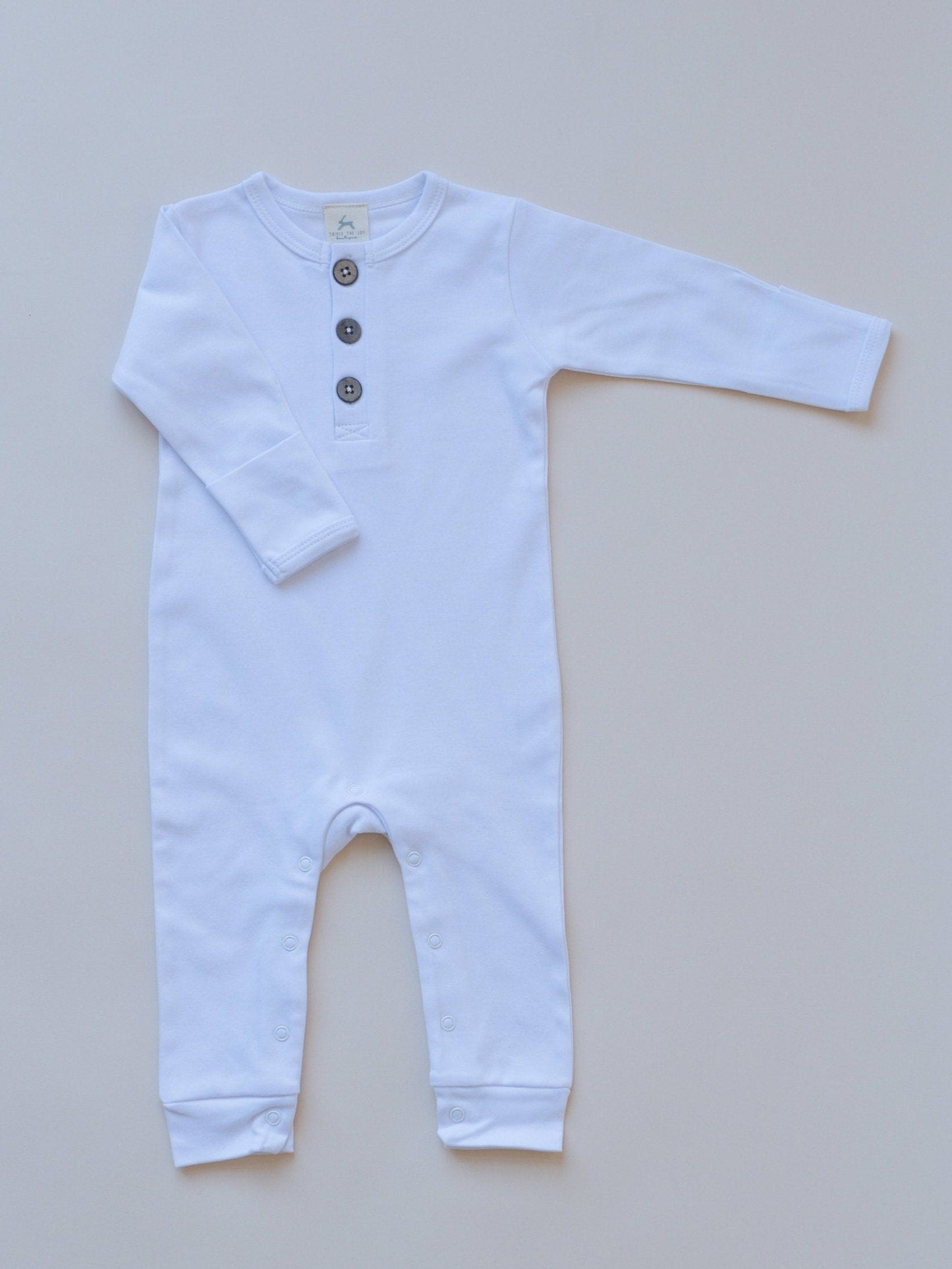 Organic Cotton Henley Romper by Little Joy Co., product view 5