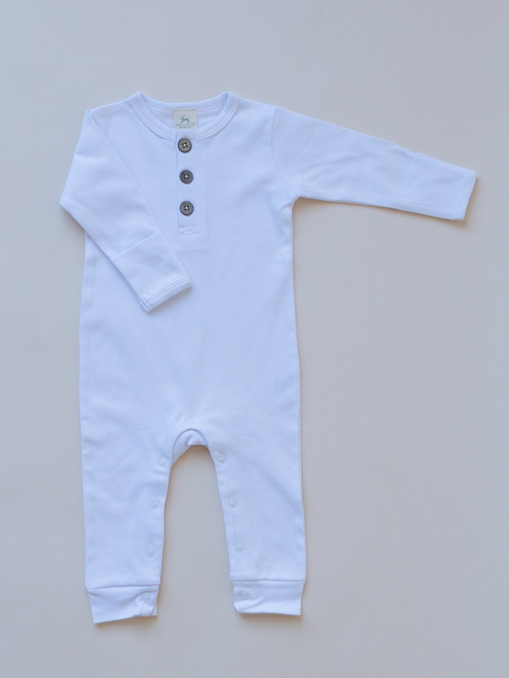 Organic Cotton Henley Romper by Little Joy Co., product view 5
