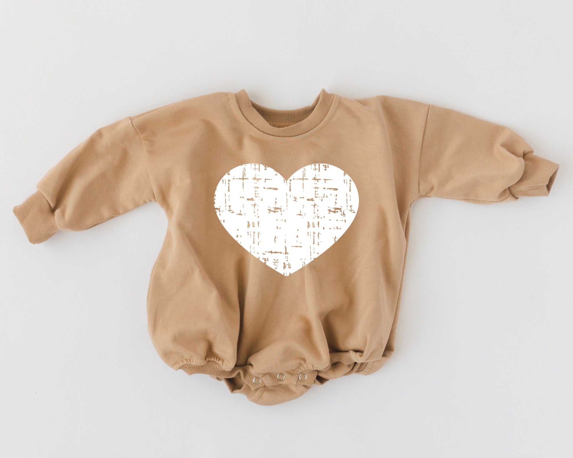 Distressed Heart Sweatshirt Romper - more colors by Little Joy Co., product view 7
