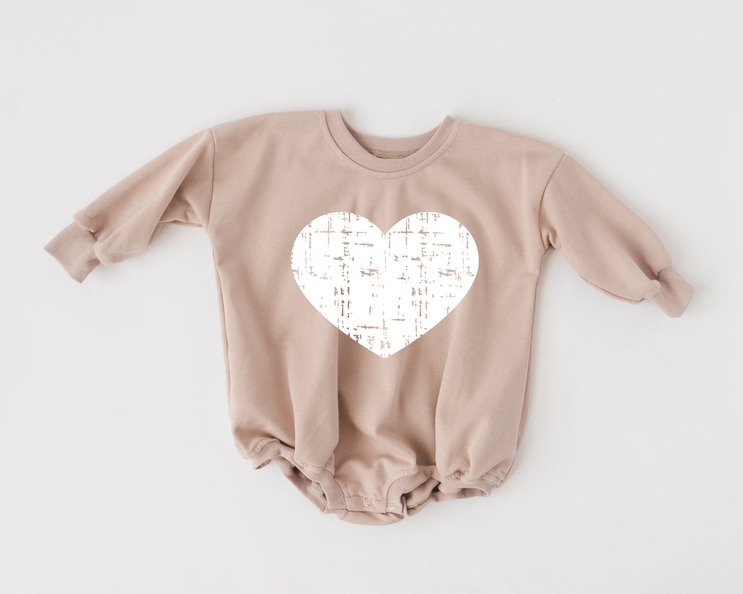 Distressed Heart Sweatshirt Romper - more colors by Little Joy Co., product view 8
