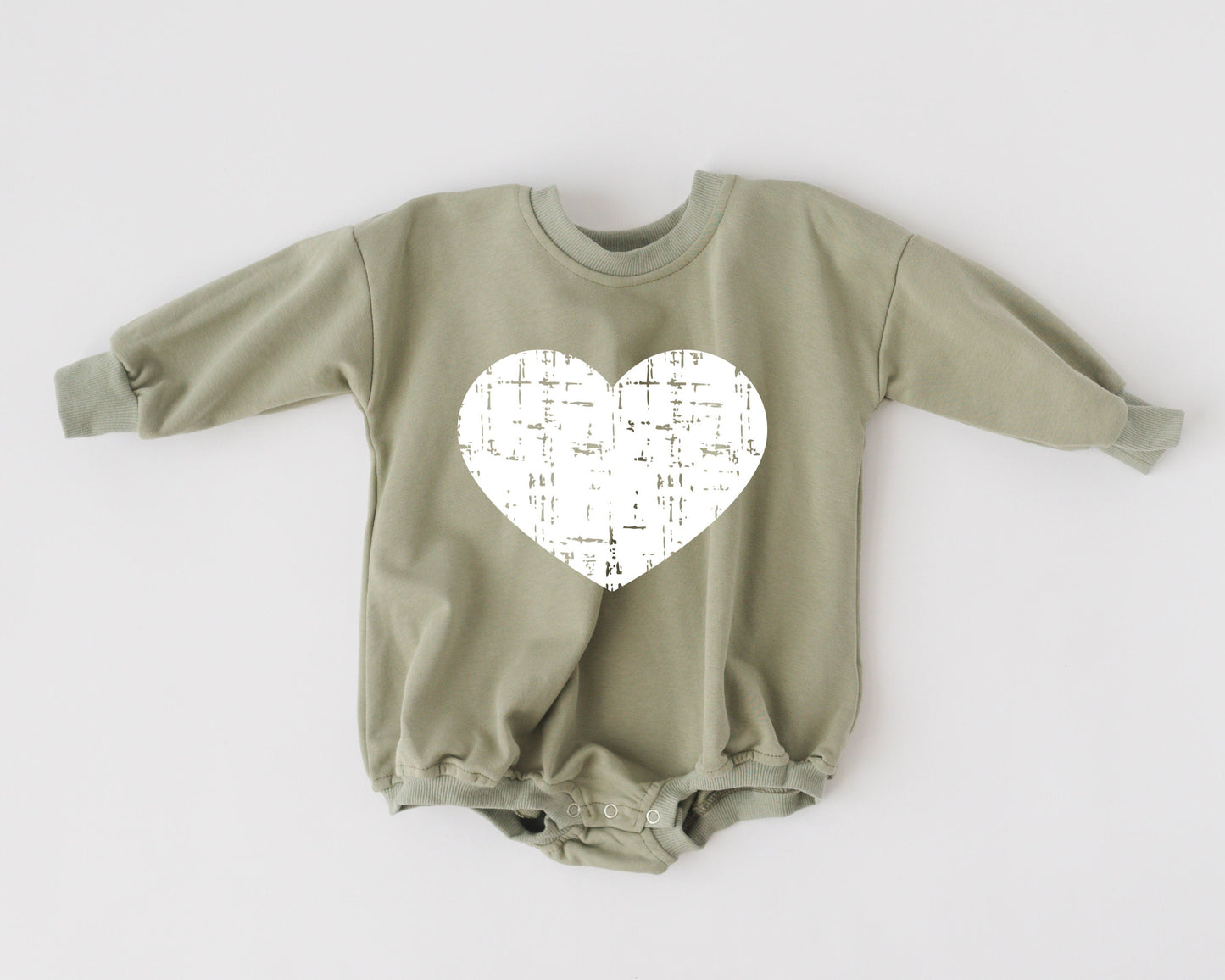 Distressed Heart Sweatshirt Romper - more colors by Little Joy Co., product view 9