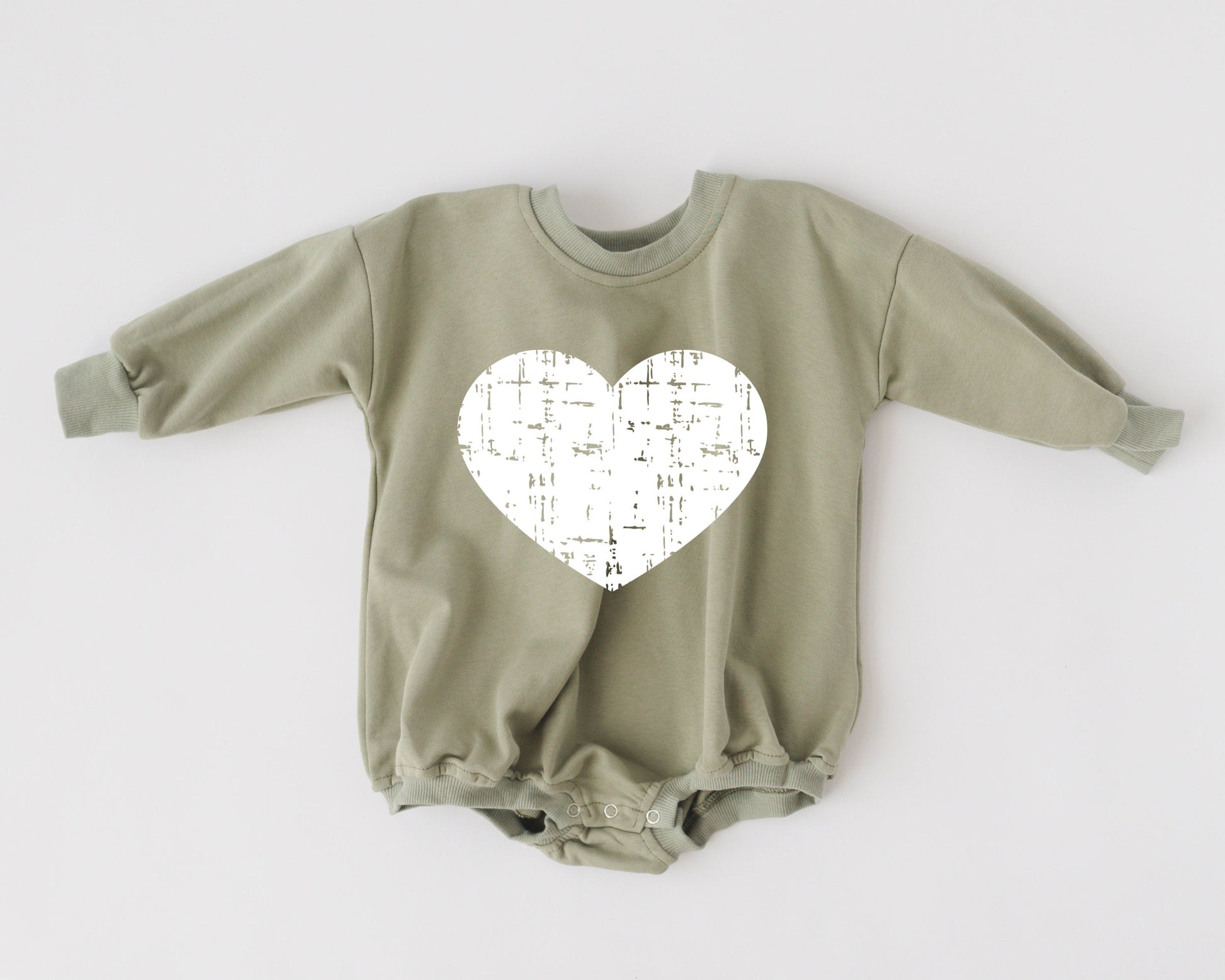 Distressed Heart Sweatshirt Romper - more colors by Little Joy Co., product view 9