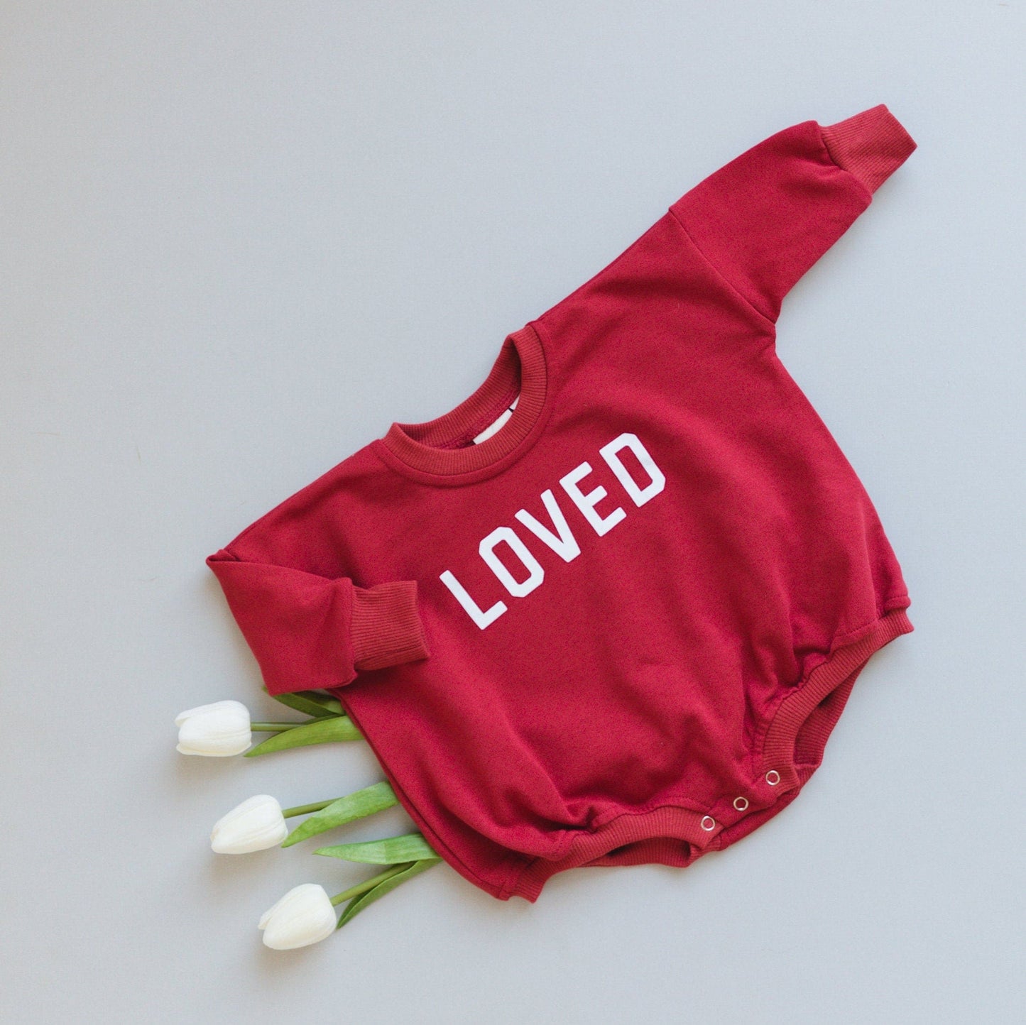 Loved Sweatshirt Romper - more colors by Little Joy Co., product view 2