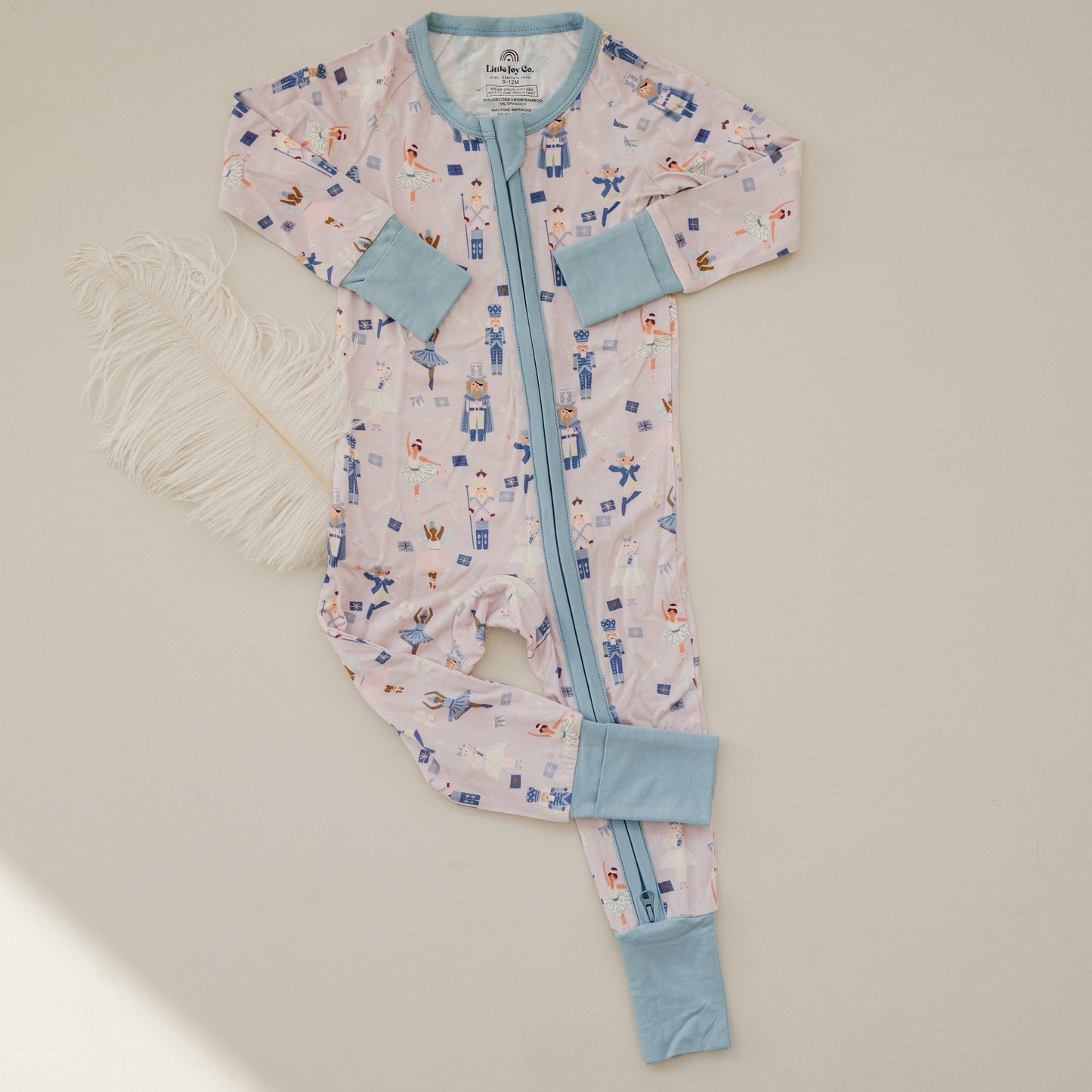 Nutcracker Print Bamboo Zippy Romper *Newborn left by Little Joy Co., product view 7