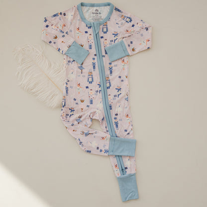 Nutcracker Print Bamboo Zippy Romper *Newborn left by Little Joy Co., product view 7