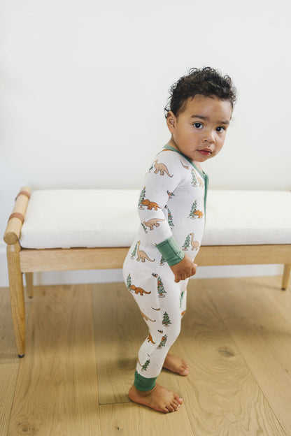 Christmas Tree-Rex Dino Bamboo Zippy Romper *Newborn left by Little Joy Co., product view 6