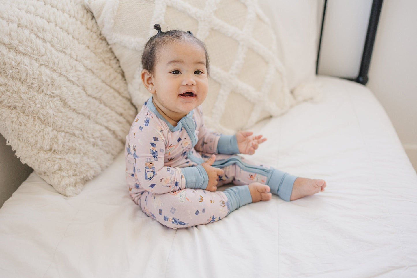 Nutcracker Print Bamboo Zippy Romper *Newborn left by Little Joy Co., product view 4