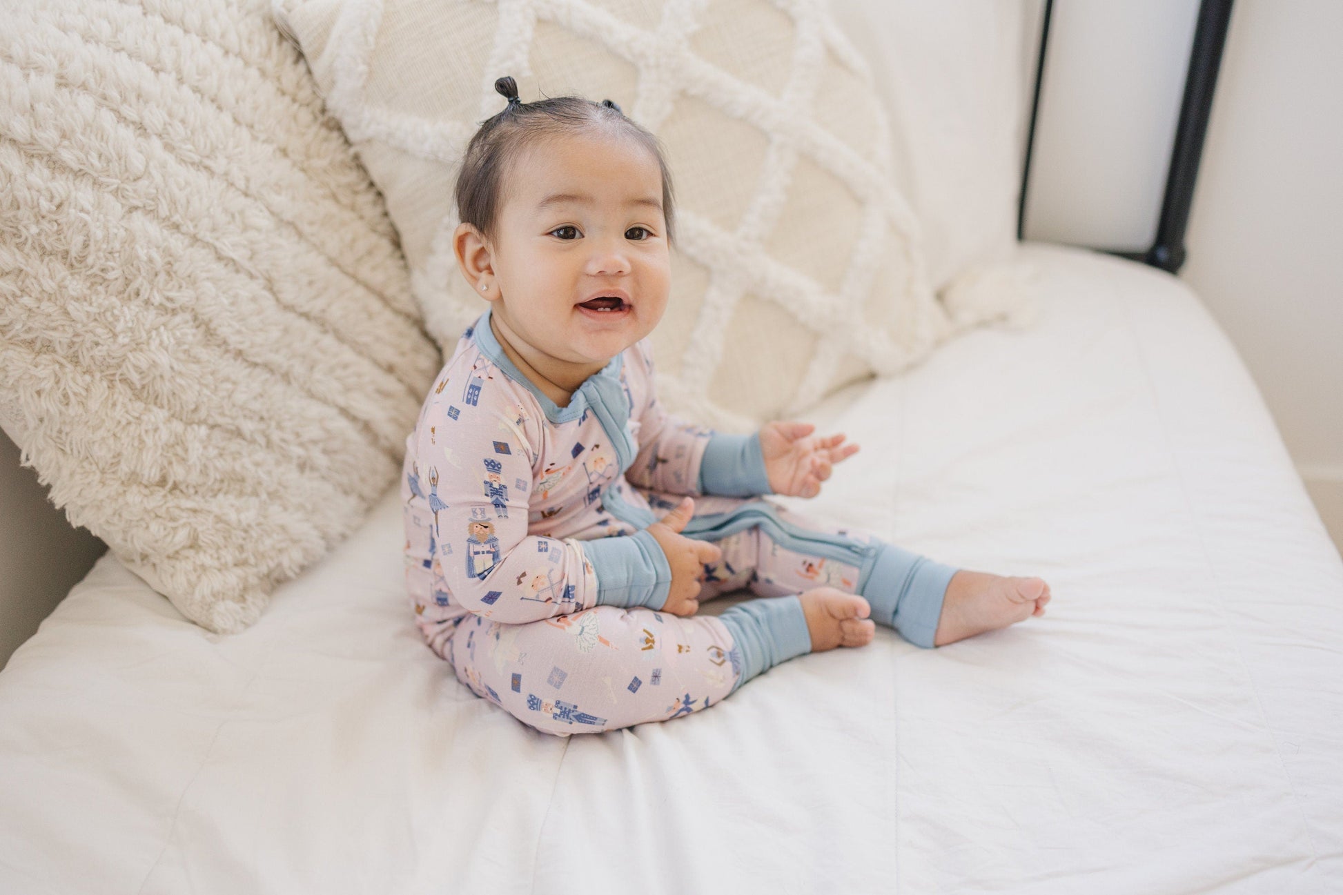 Nutcracker Print Bamboo Zippy Romper *Newborn left by Little Joy Co., product view 4