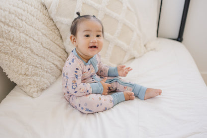 Nutcracker Print Bamboo Zippy Romper *Newborn left by Little Joy Co., product view 4