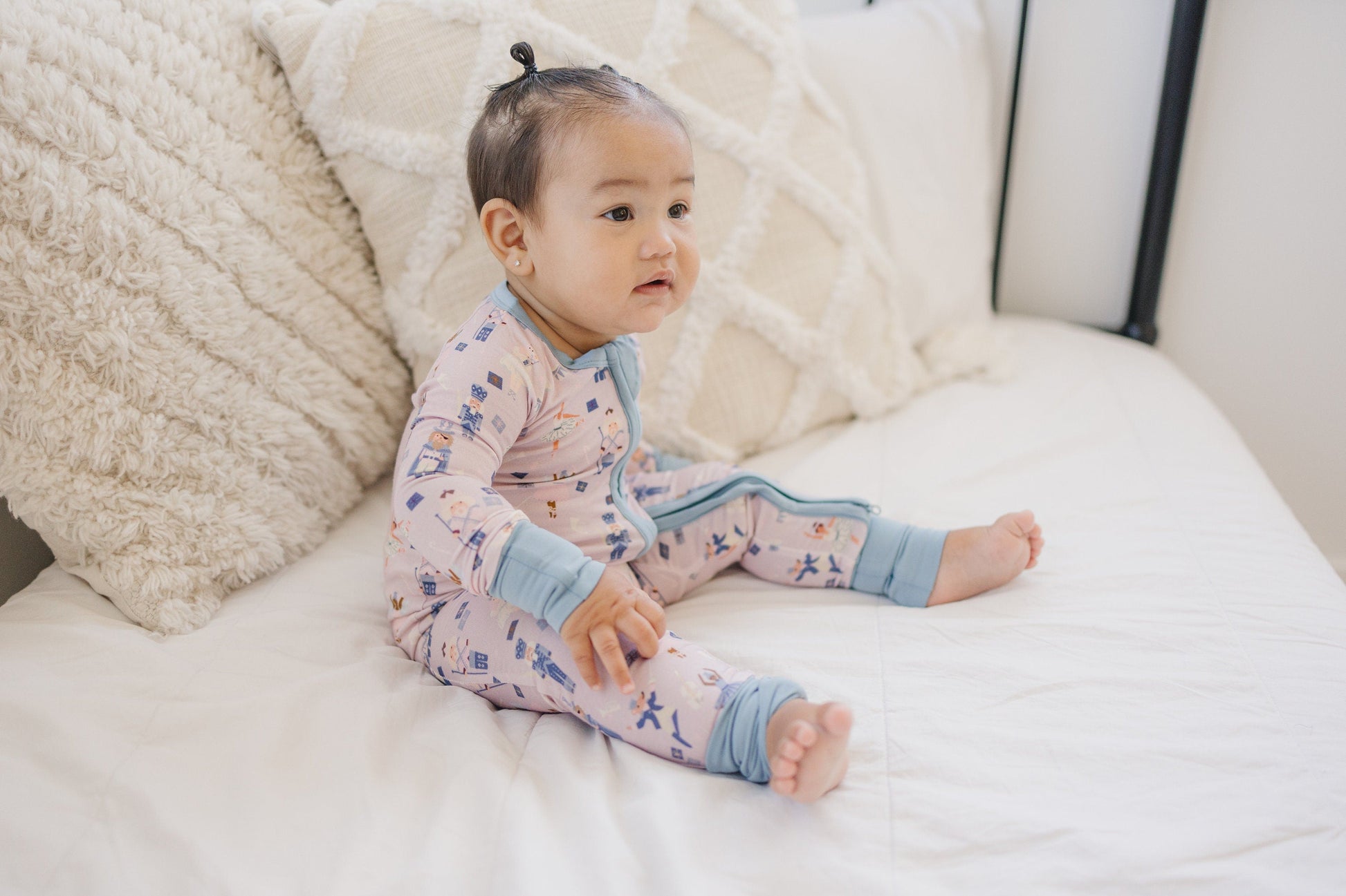 Nutcracker Print Bamboo Zippy Romper *Newborn left by Little Joy Co., product view 5
