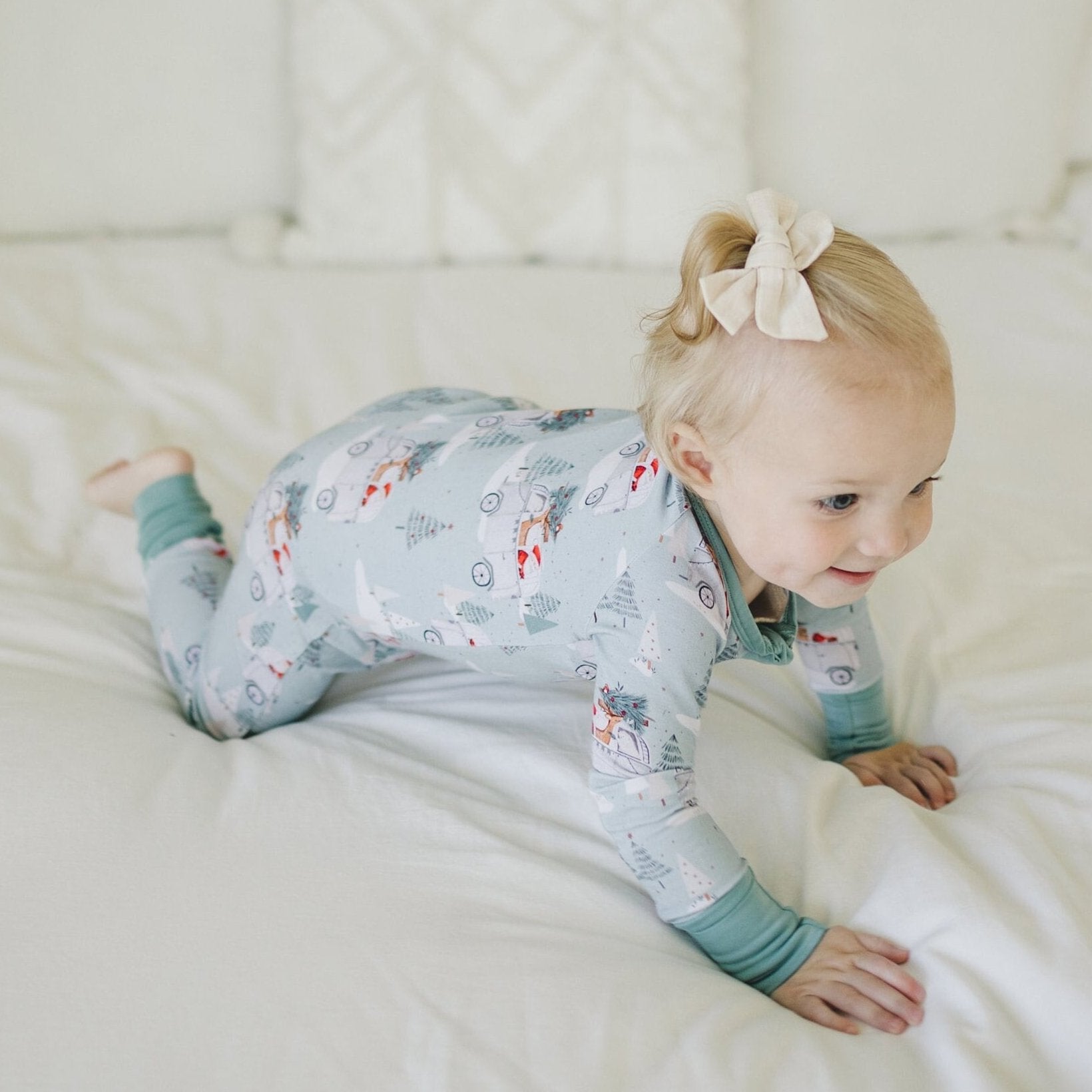 Cruisin' to Christmas Bamboo Zippy Romper by Little Joy Co., product view 4