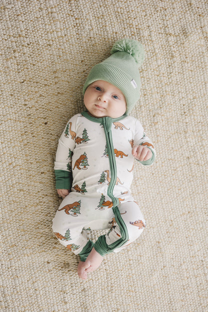 Christmas Tree-Rex Dino Bamboo Zippy Romper *Newborn left by Little Joy Co., product view 3