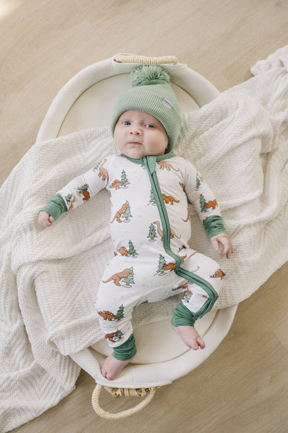 Christmas Tree-Rex Dino Bamboo Zippy Romper *Newborn left by Little Joy Co., product view 5