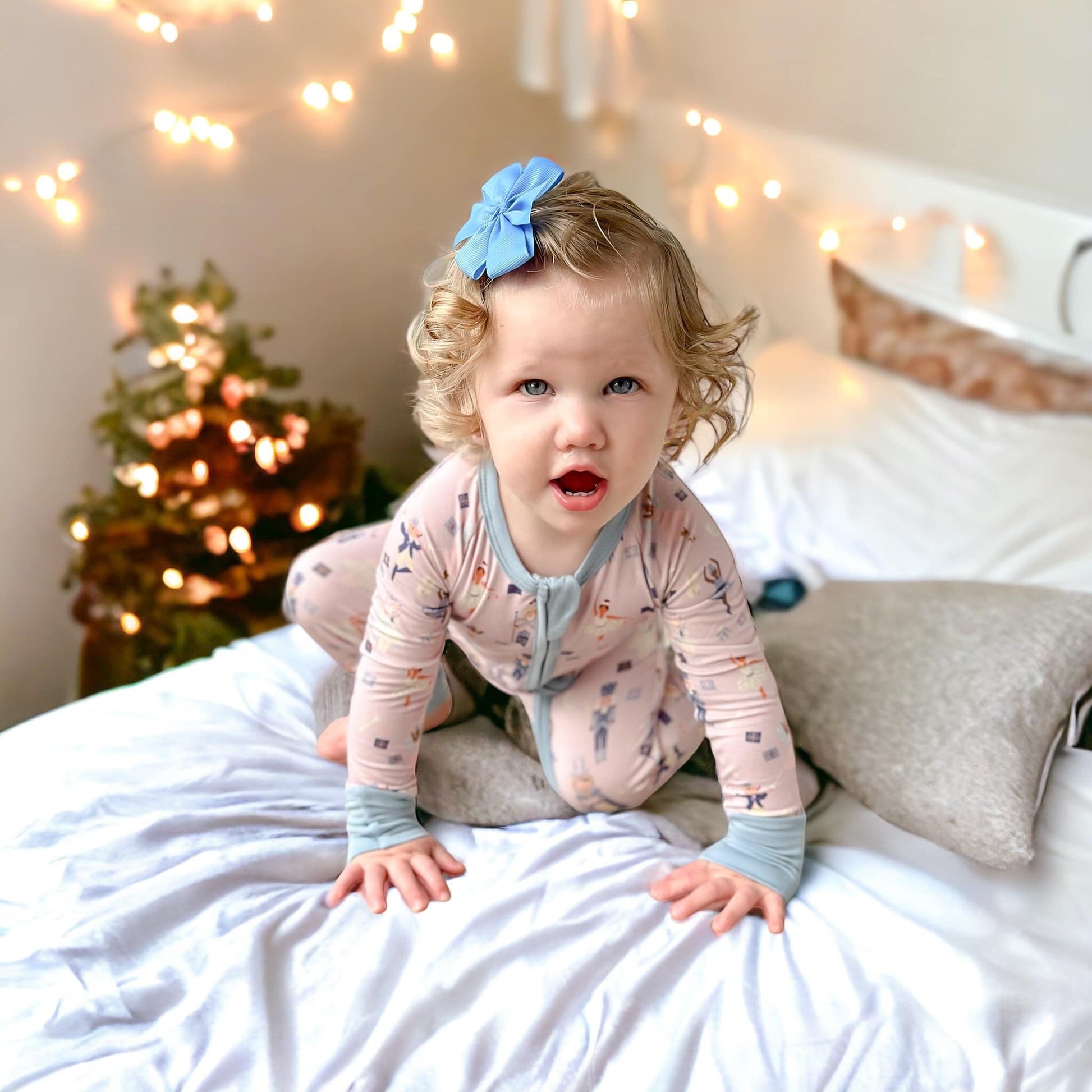 Nutcracker Print Bamboo Zippy Romper *Newborn left by Little Joy Co., product view 3