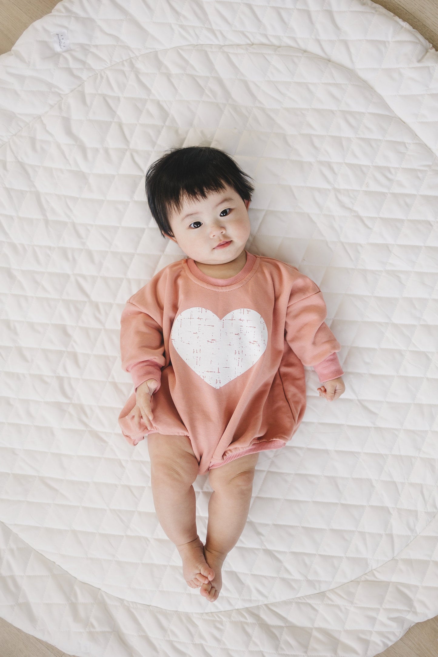 Distressed Heart Sweatshirt Romper - more colors by Little Joy Co., product view 3