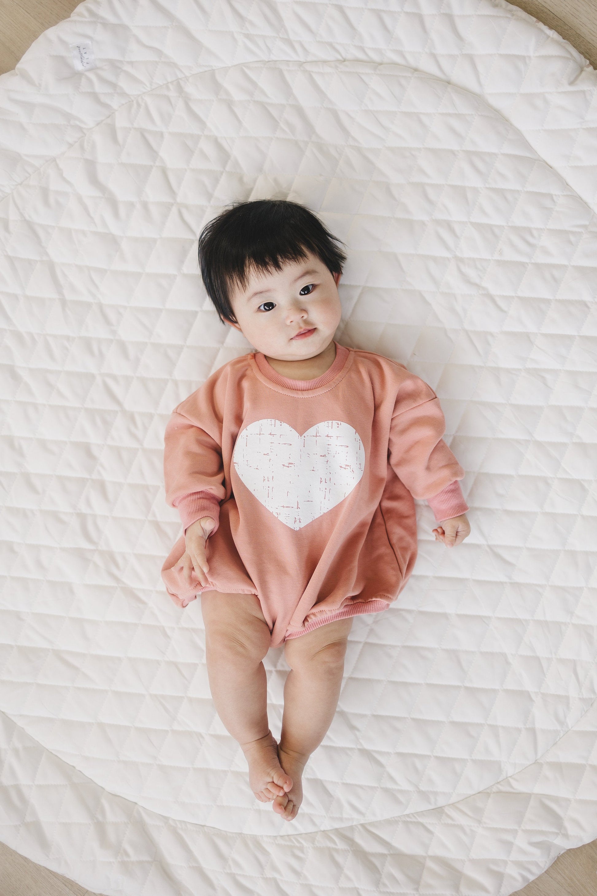 Distressed Heart Sweatshirt Romper - more colors by Little Joy Co., product view 3