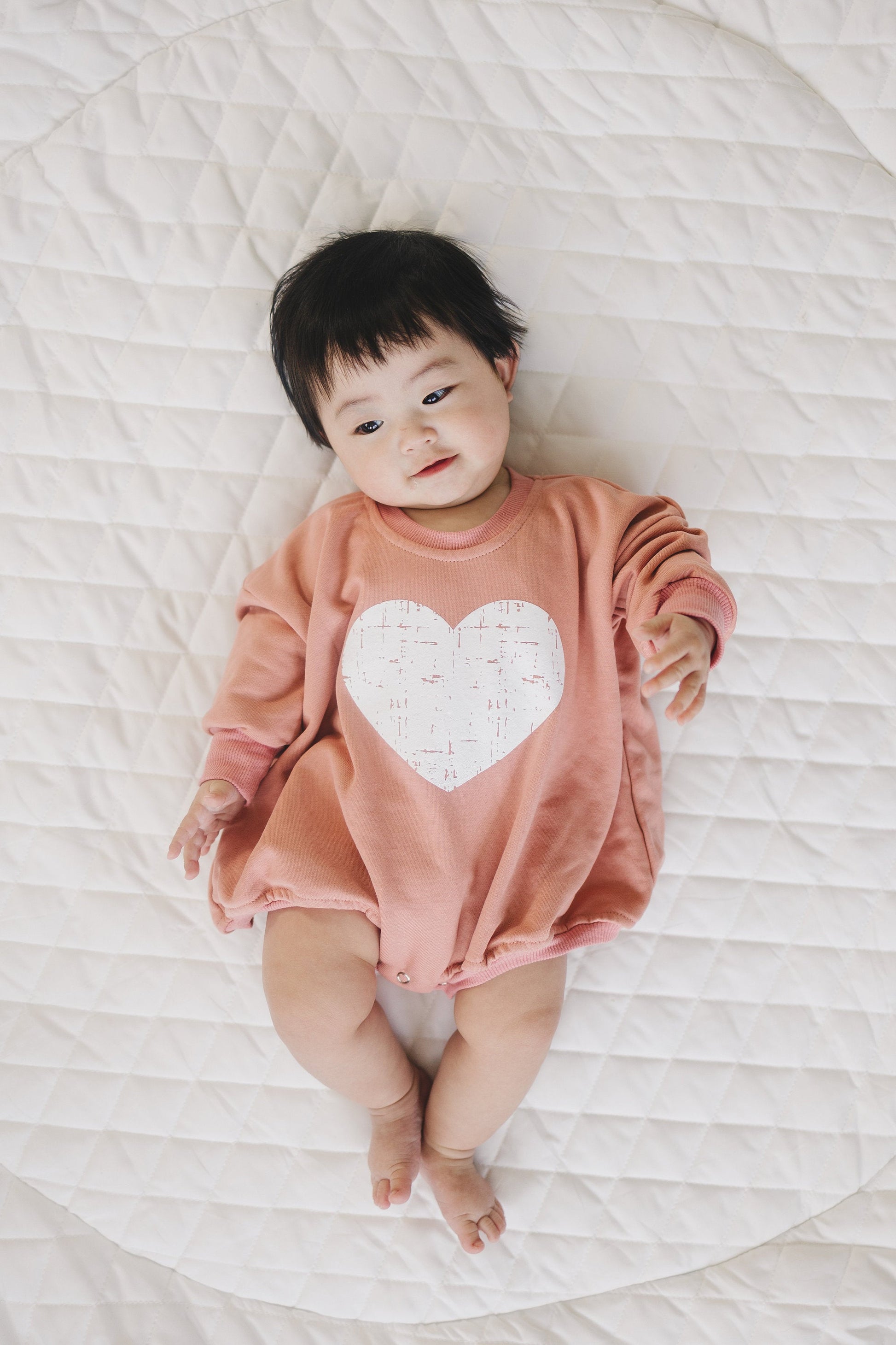 Distressed Heart Sweatshirt Romper - more colors by Little Joy Co., product view 5