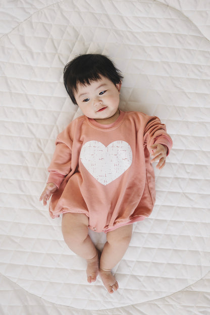 Distressed Heart Sweatshirt Romper - more colors by Little Joy Co., product view 5